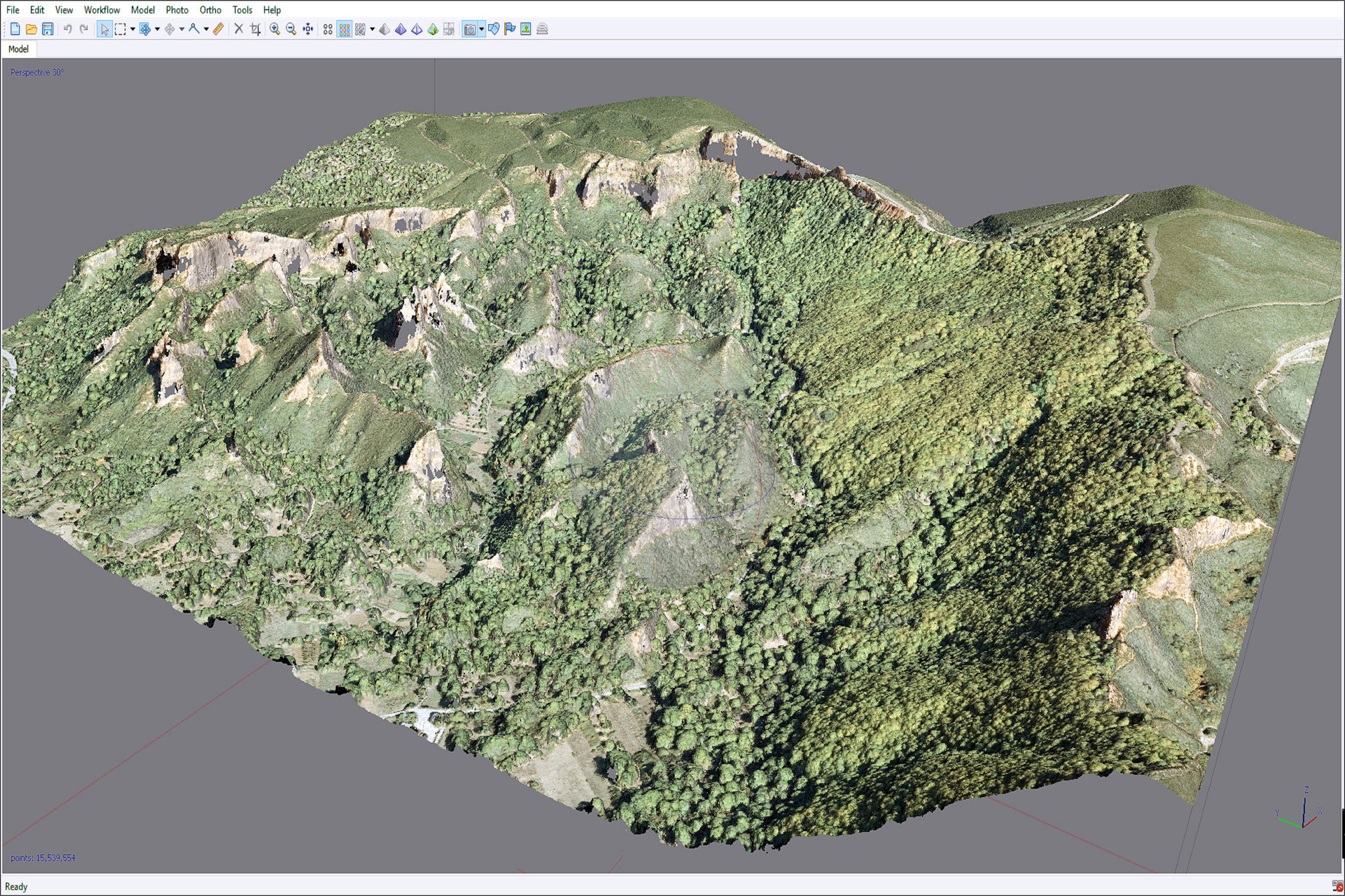 Modelo 3D de una superficie de montaña